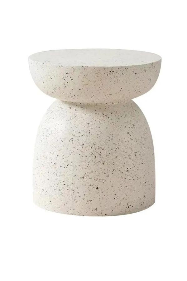 Pedestal Side Table - Fleck White